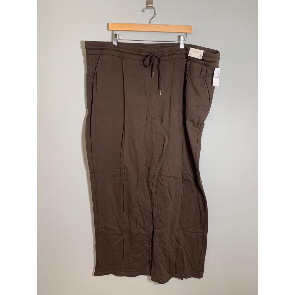NEW Maurices Fleece Wide Leg Sweatpants Women 3X Brown High Rise Drawstring